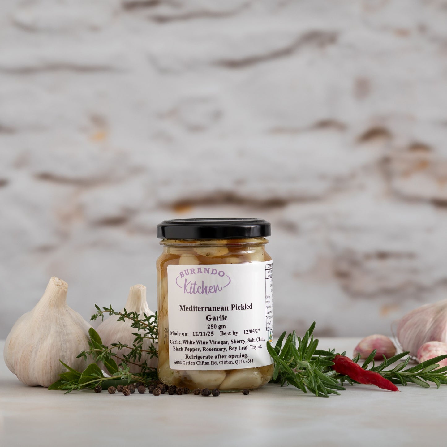 Burando Downs mediterranean pickled garlic