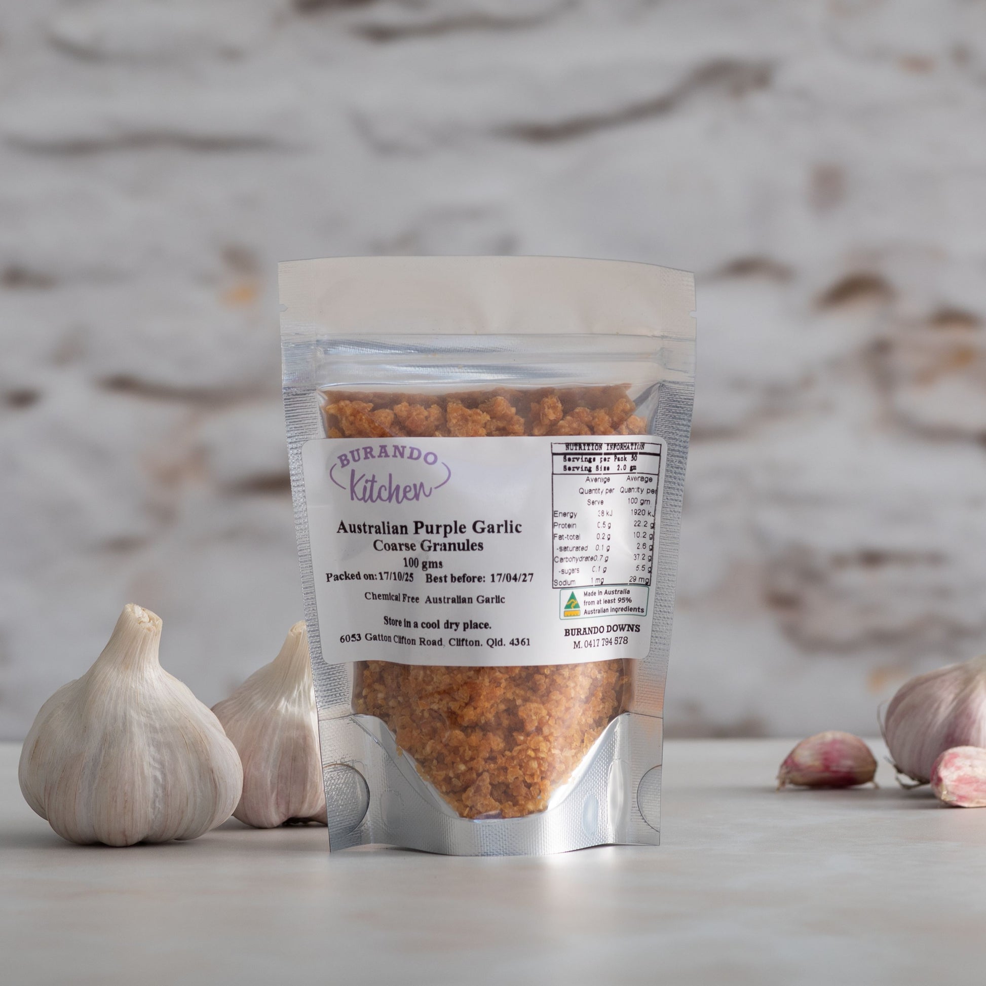 Burando Downs Australian Purple Garlic coarse granules 100g