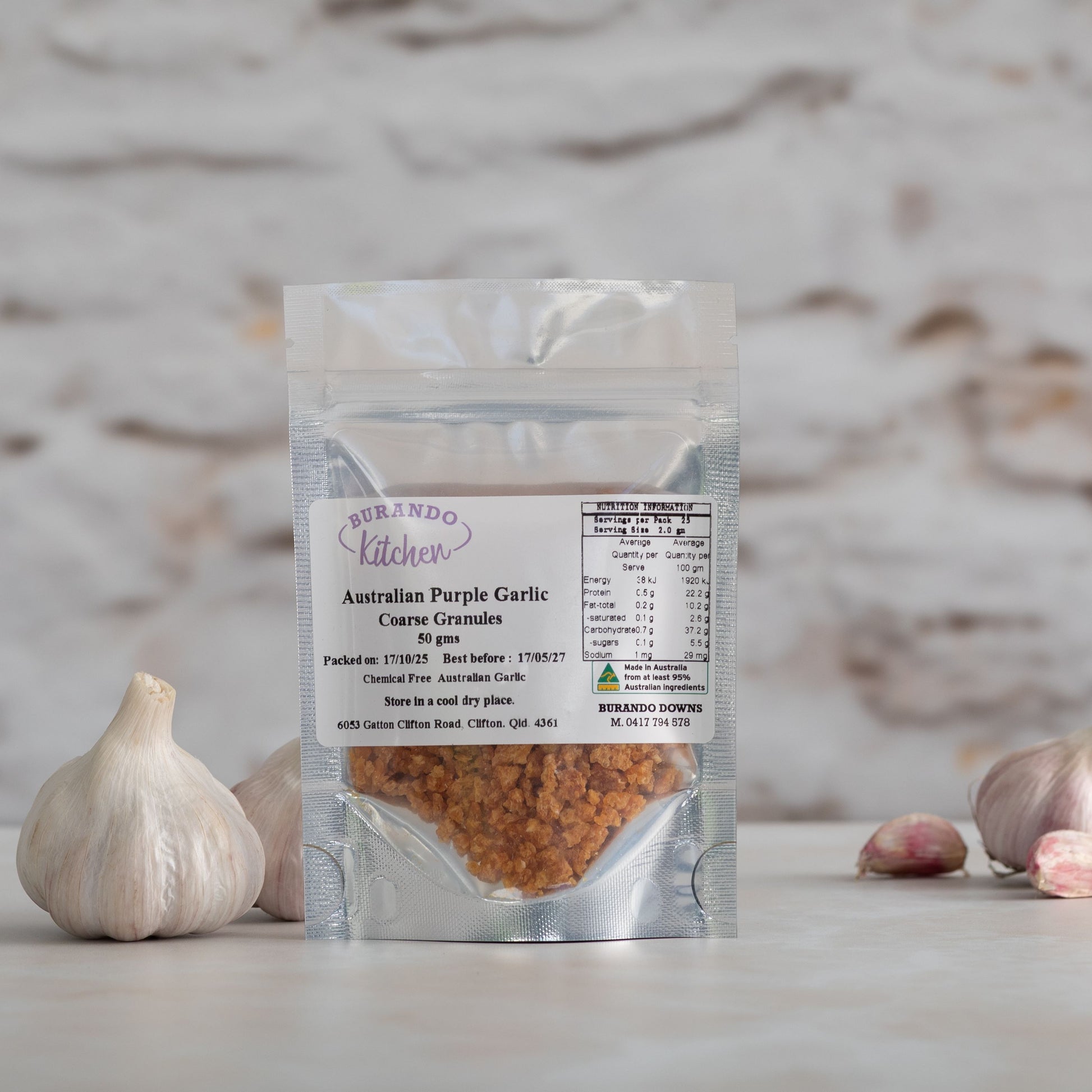 Burando Downs Australian Purple Garlic coarse granules 50g