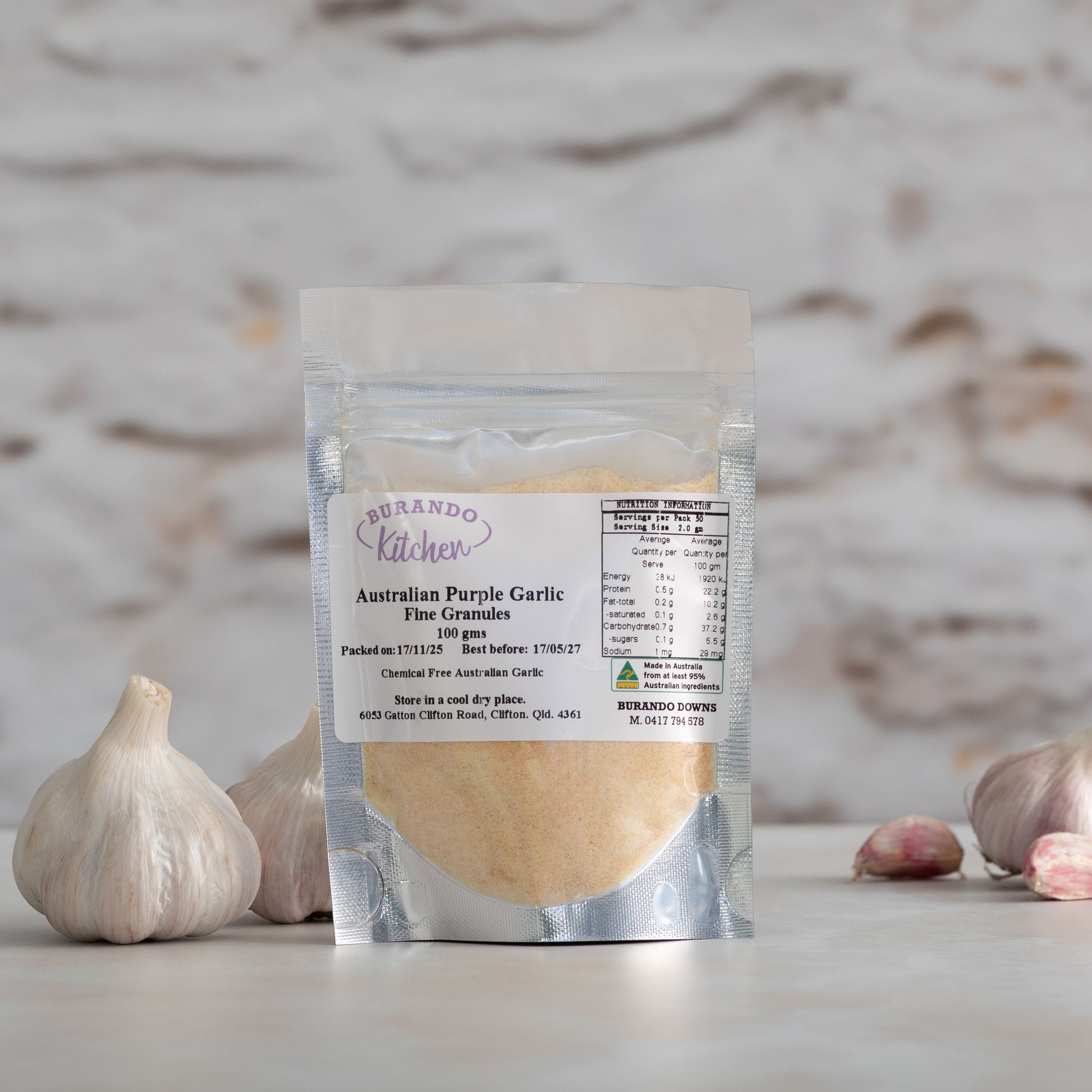 Burando Downs Australian Purple Garlic fine granules 100g